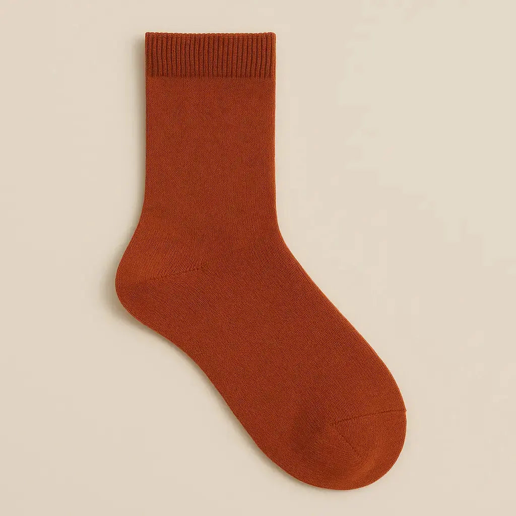 Chaussettes femmes Essential mollet en coton Terracotta vue à plat