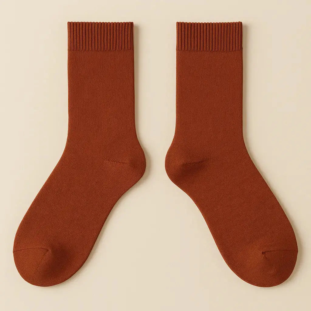 Chaussettes femmes Essential mollet en coton Terracotta paire