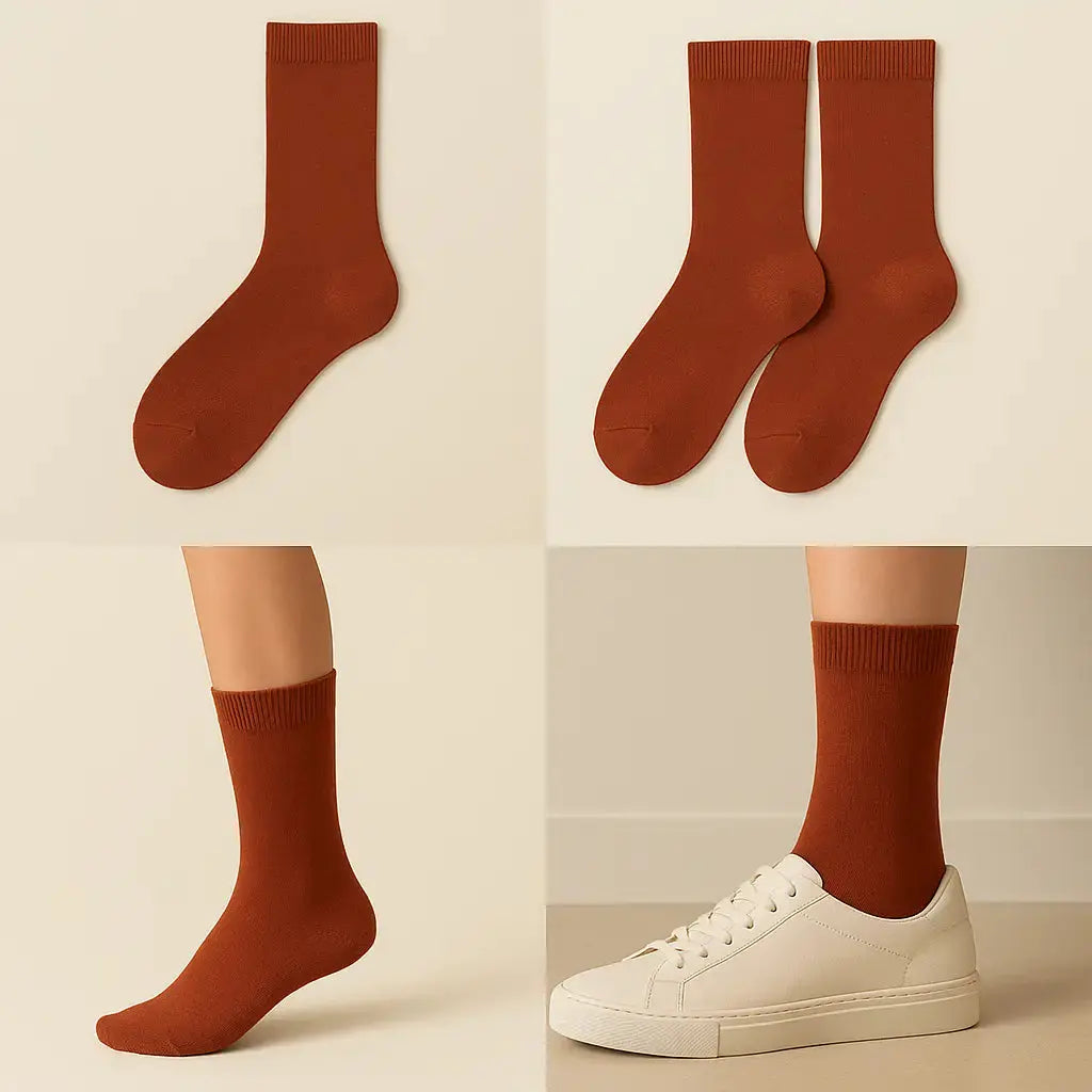 Chaussettes femmes Essential mollet en coton Terracotta galerie produit