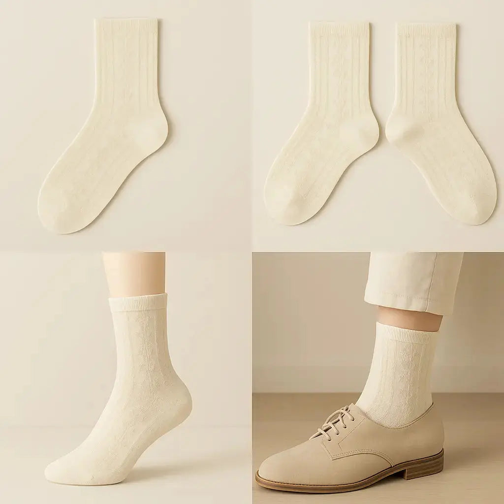 Chaussettes femmes Fleurs jaunes claires en coton mollet galerie produit
