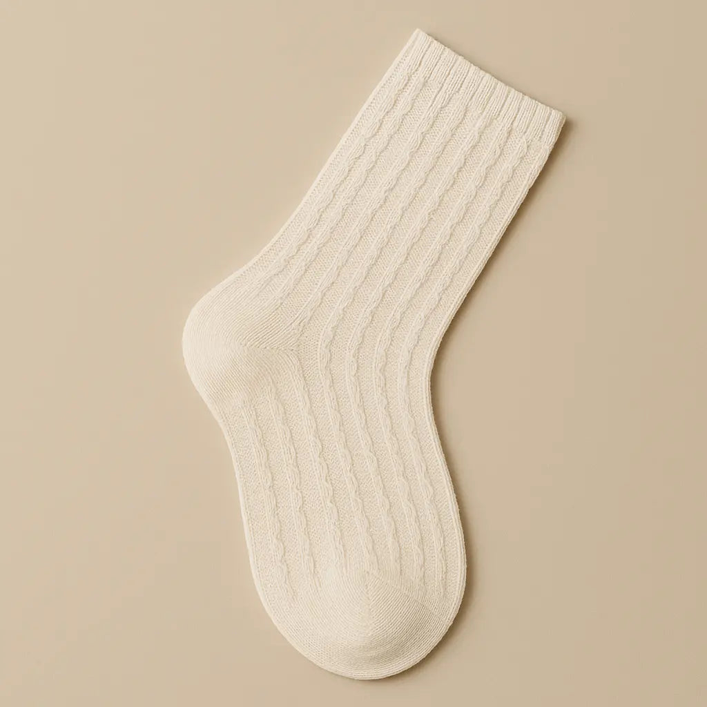 Chaussettes femmes Maille mollet coton avoine vue à plat