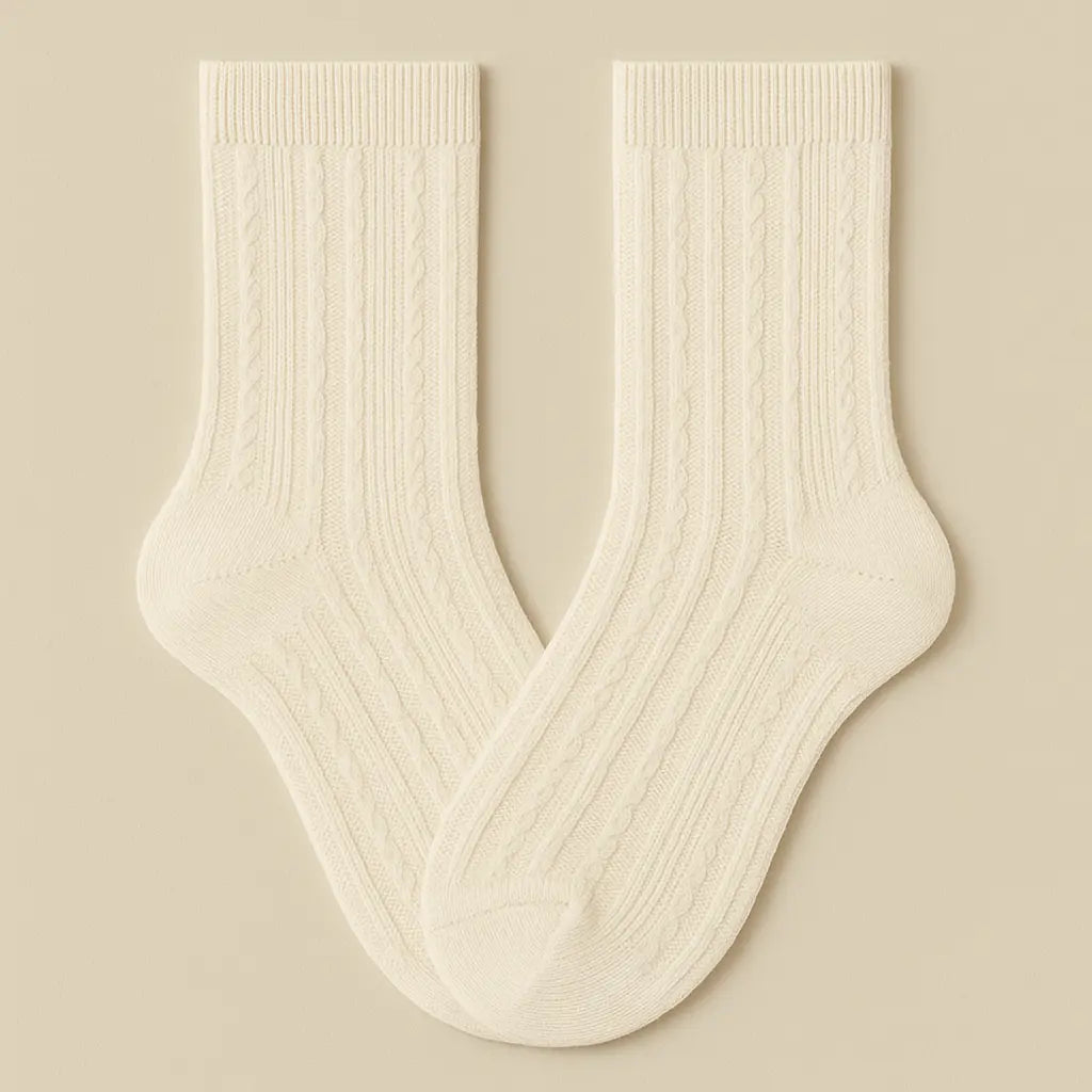 Chaussettes femmes Maille mollet coton avoine paire