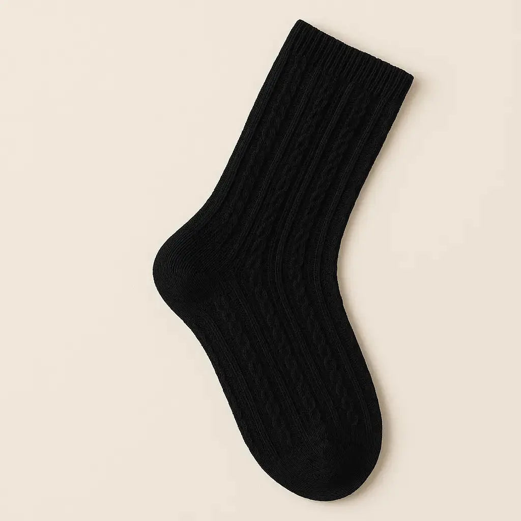 Chaussettes femmes Maille mollet coton noir vue à plat