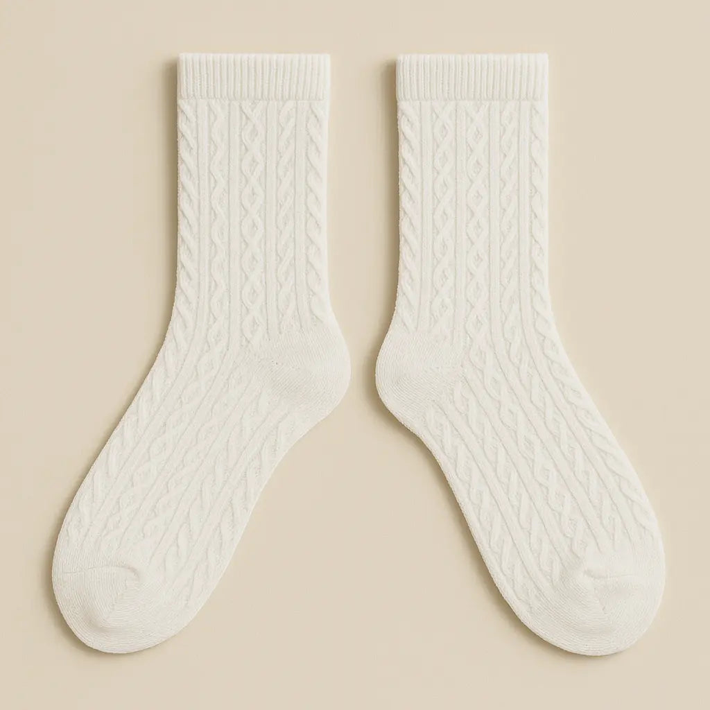 Chaussettes femmes Maille mollet coton gris clair paire