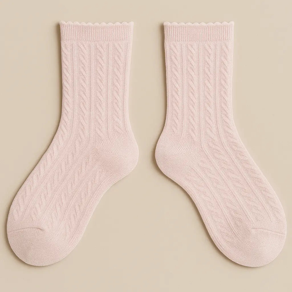 Chaussettes femmes Maille mollet coton rose clair paire