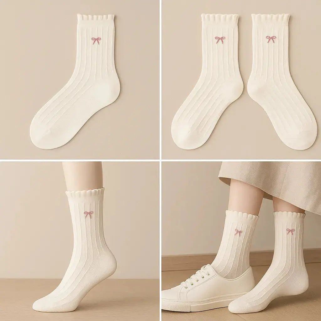Chaussettes femmes Noeud mollet coton Avoine galerie produit