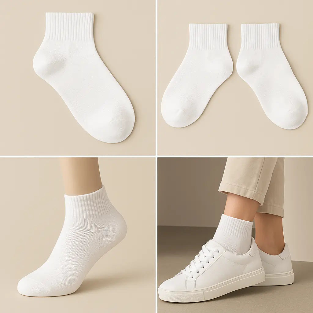 Chaussettes femmes courtes en coton blanches galerie produit