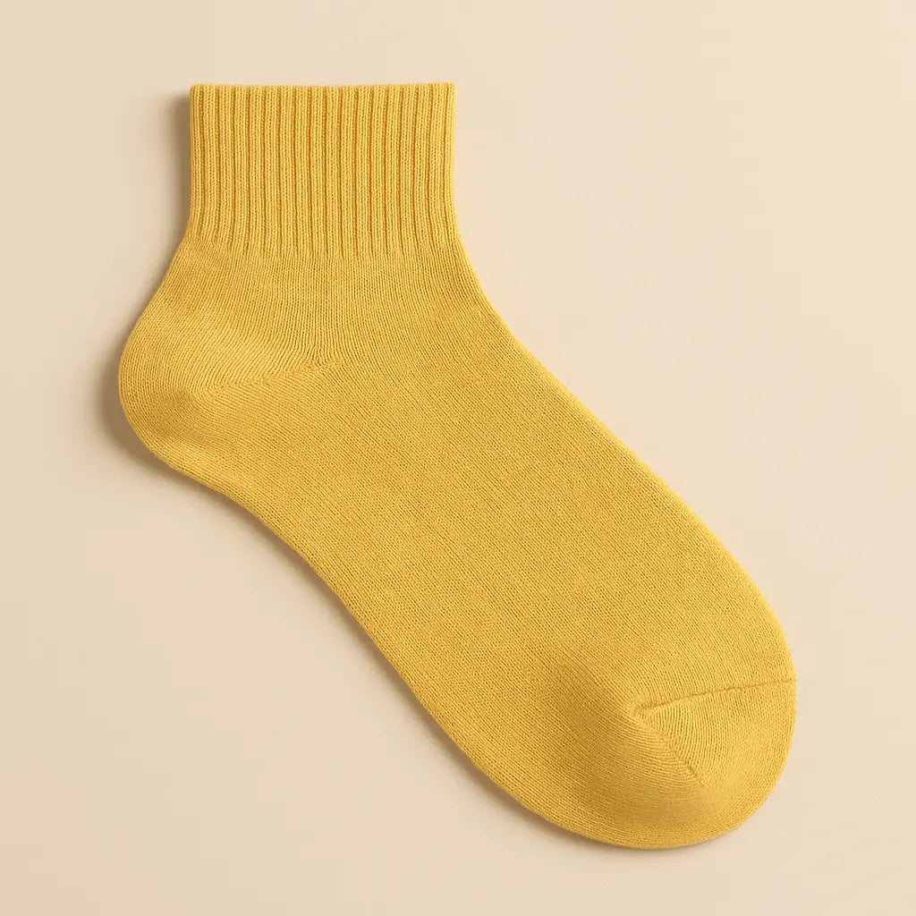 Chaussettes femmes court coton jaune SOXX vue à plat