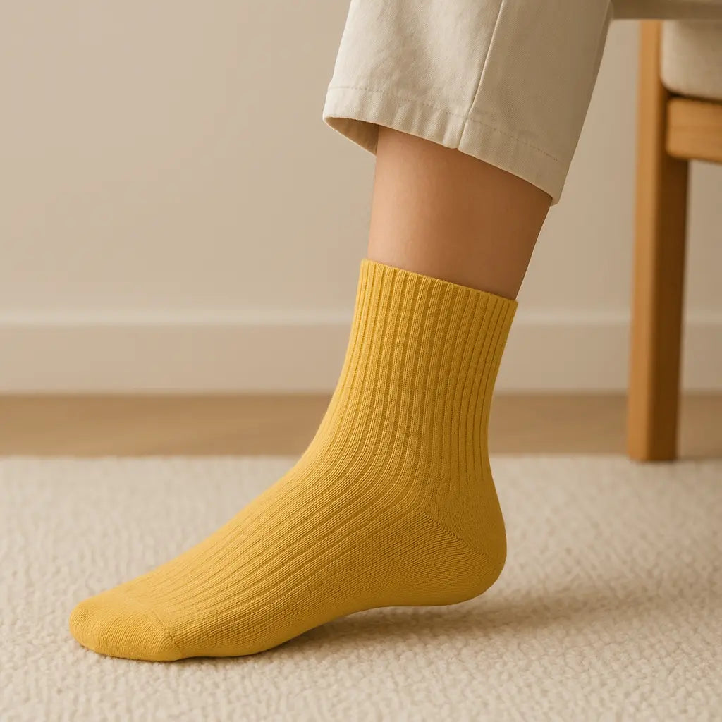 Chaussettes femmes court coton jaune SOXX en situation