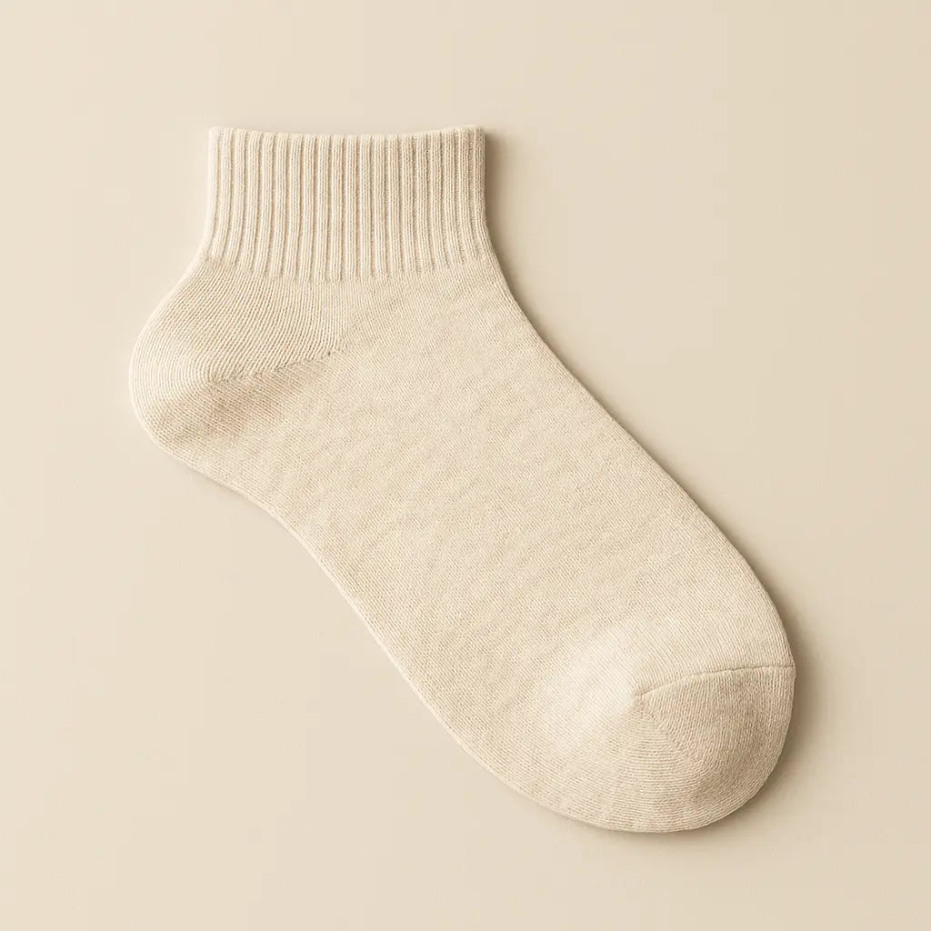 Chaussettes femmes courtes nude en coton vue à plat