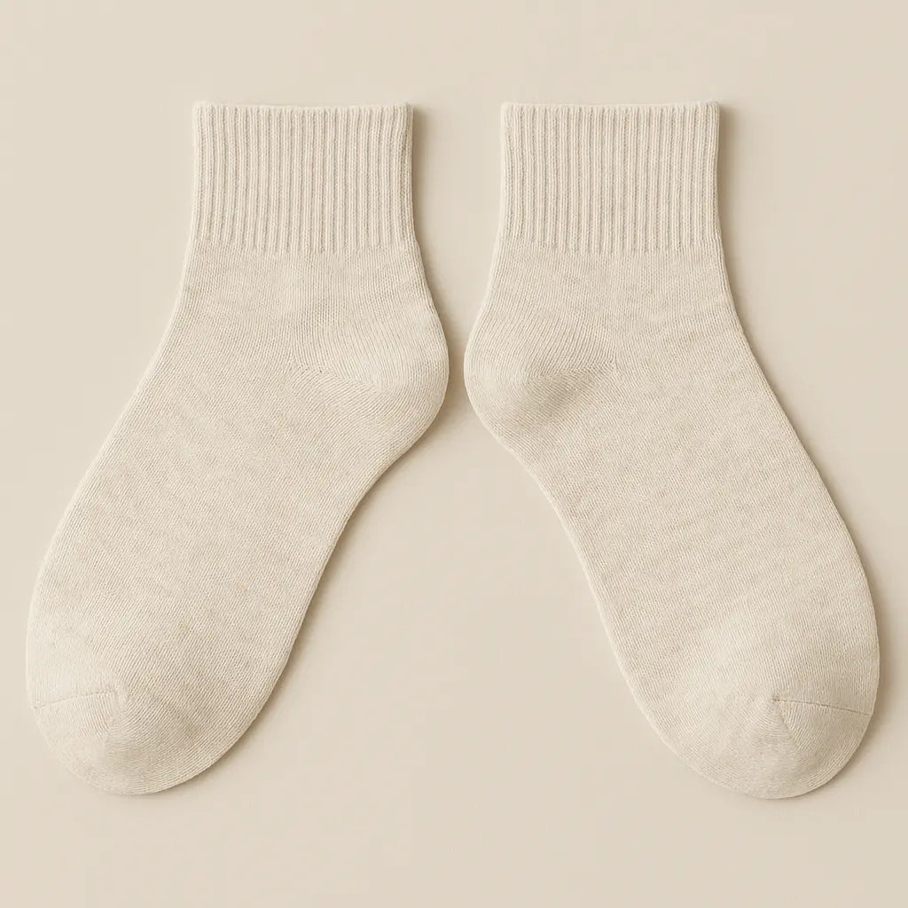 Chaussettes femmes courtes nude en coton paire