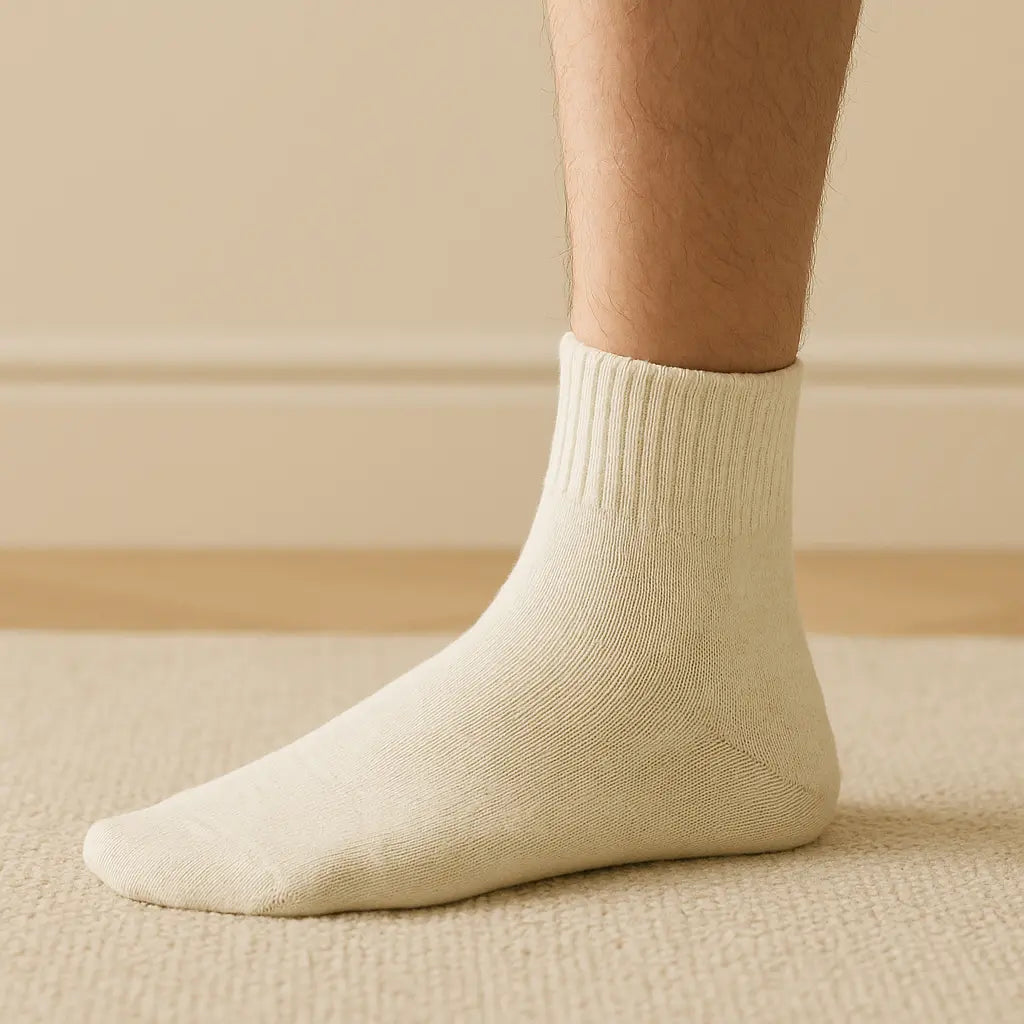 Chaussettes femmes courtes nude en coton en situation