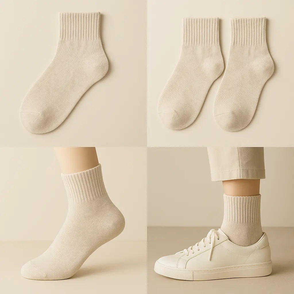Chaussettes femmes courtes nude en coton galerie produit