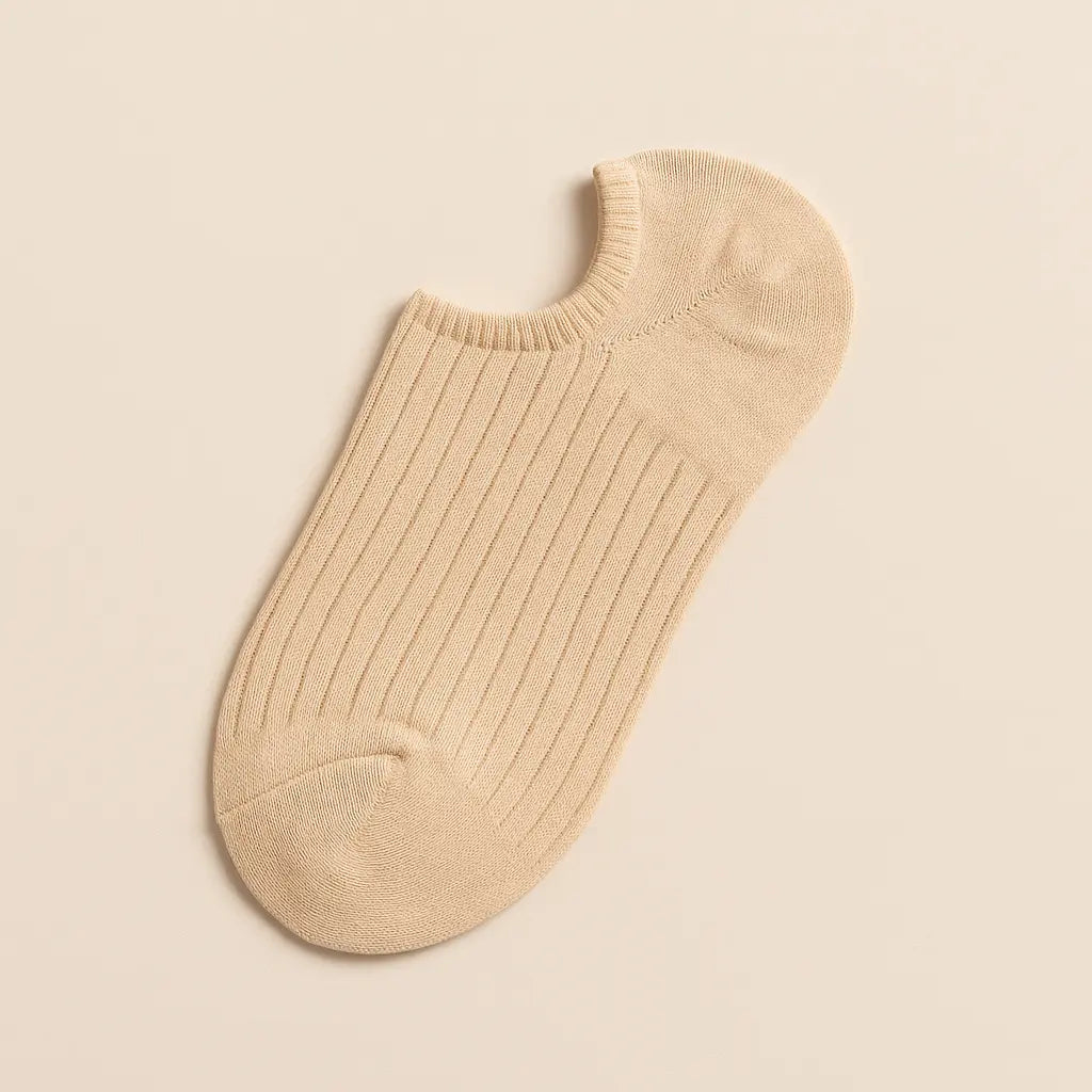 Chaussettes femmes socquettes beige en coton SOXX vue à plat