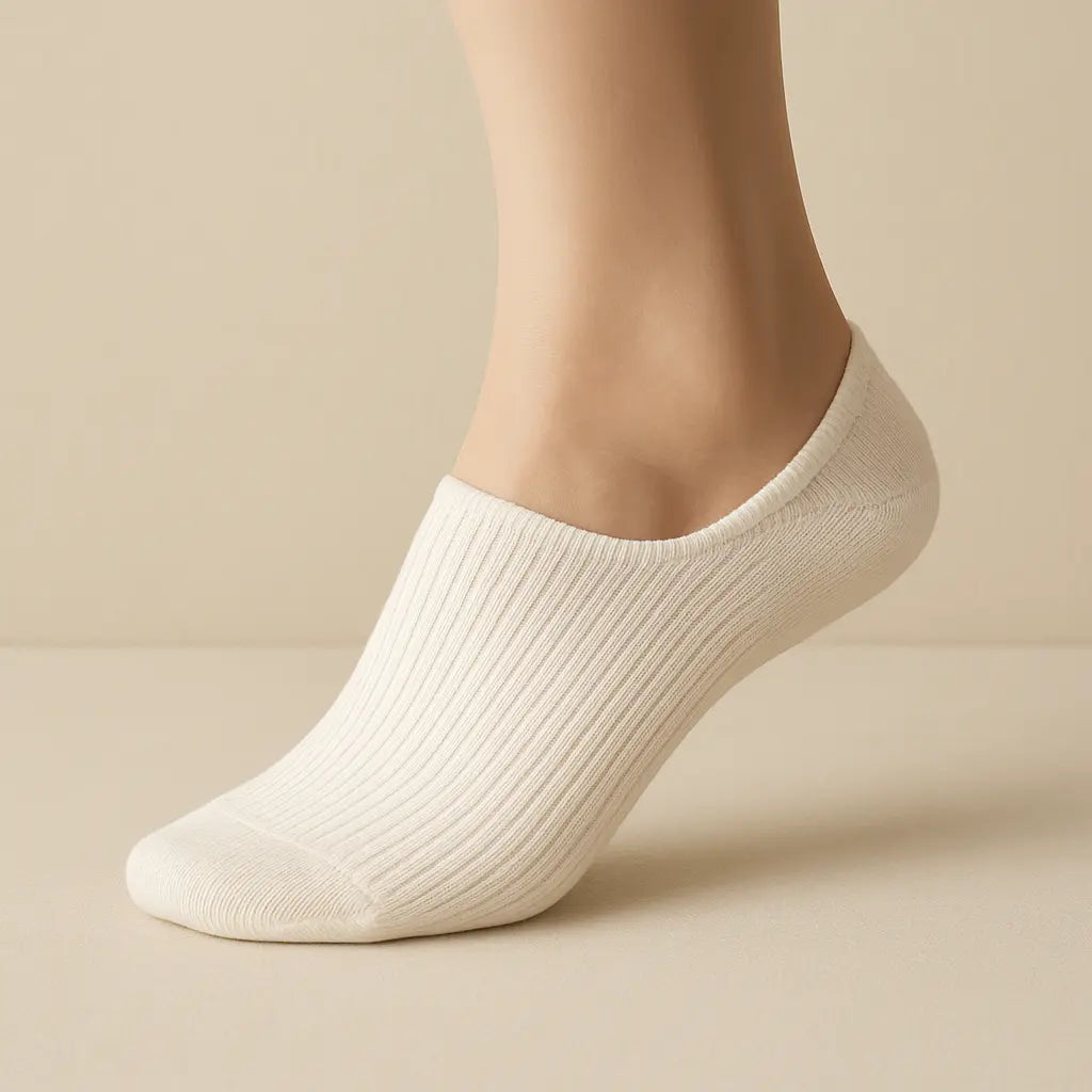 Chaussettes femmes socquettes blanches en coton sur pied mannequin