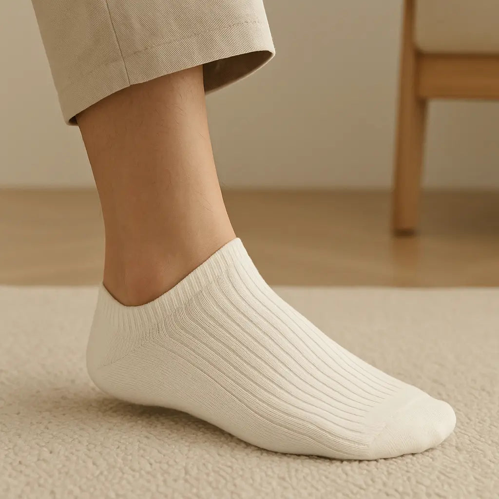 Chaussettes femmes socquettes blanches en coton en situation