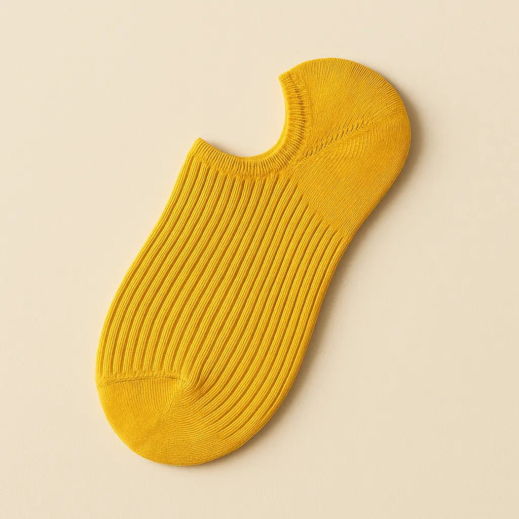 Chaussettes Femmes Socquettes Jaunes en Coton vue à plat