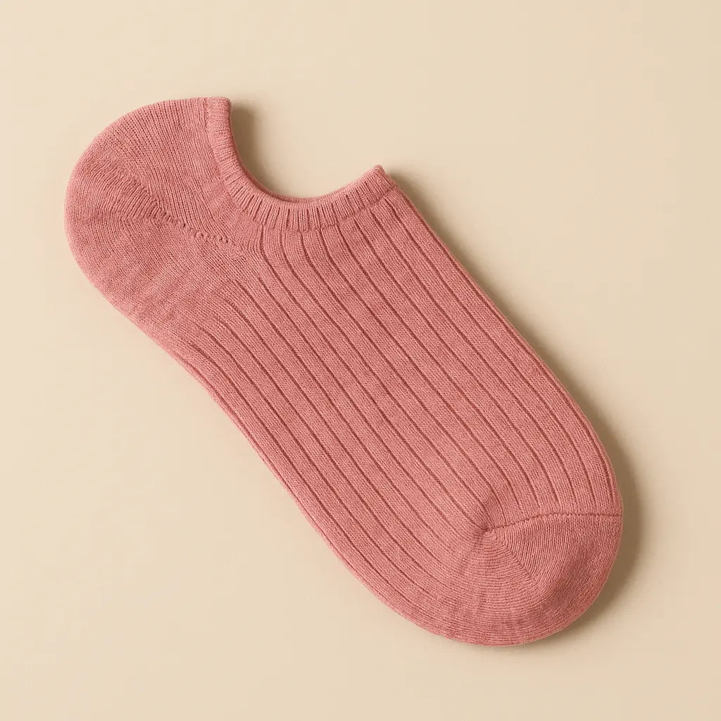 Chaussettes femmes socquettes rose en coton vue à plat