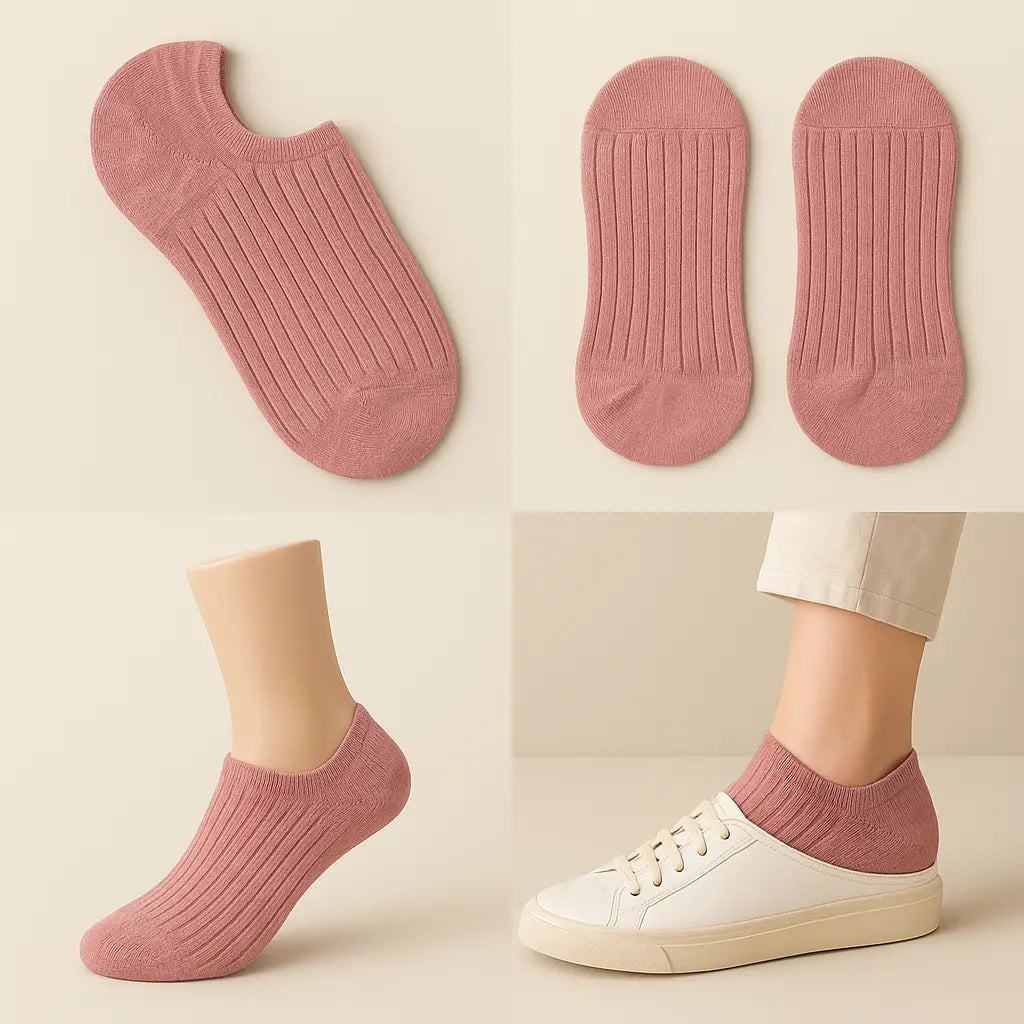 Chaussettes femmes socquettes rose en coton galerie produit