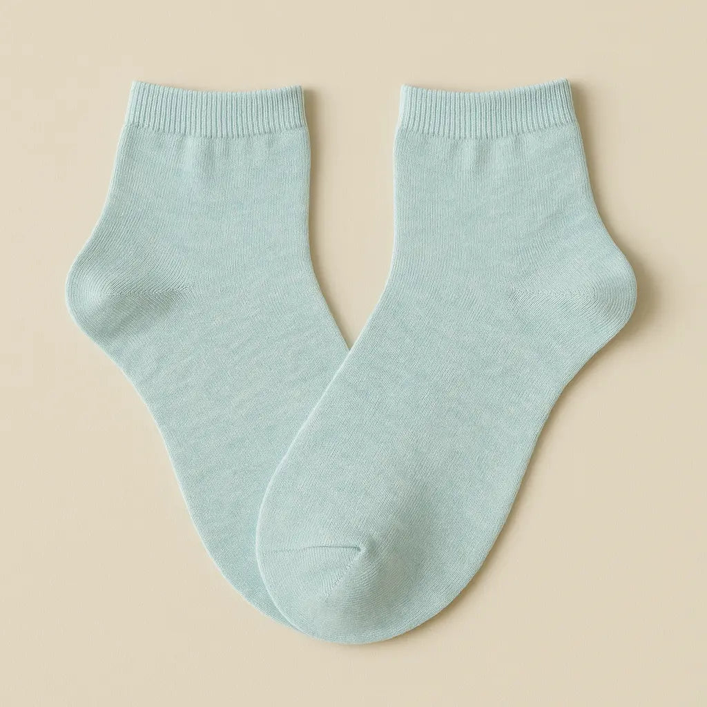 Chaussettes femme socquettes bleu clair coton paire
