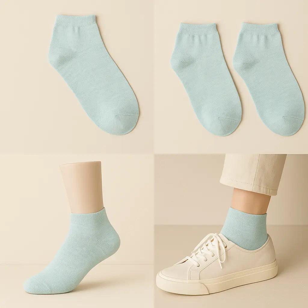 Chaussettes femme socquettes bleu clair coton galerie produit
