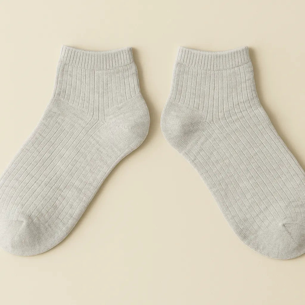 Chaussettes femmes socquettes gris clair en coton paire