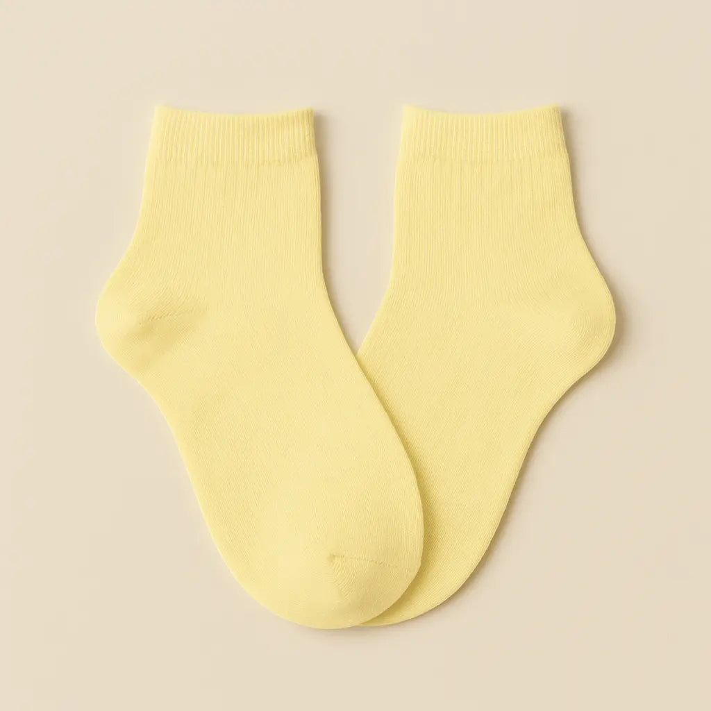 Chaussettes femmes socquettes jaunes en coton paire
