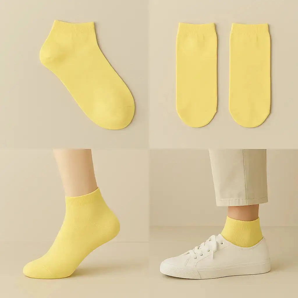 Chaussettes femmes socquettes jaunes en coton galerie produit