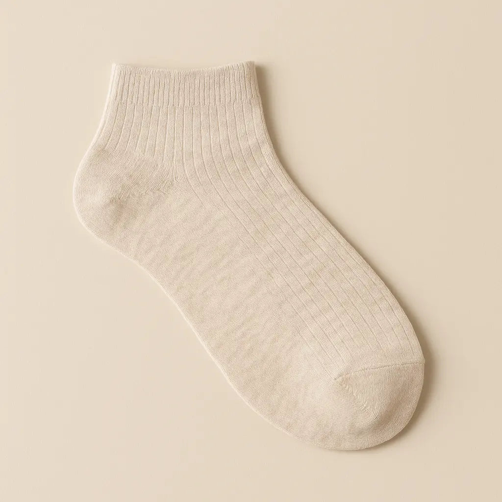 Chaussettes femmes socquettes nude en coton vue à plat