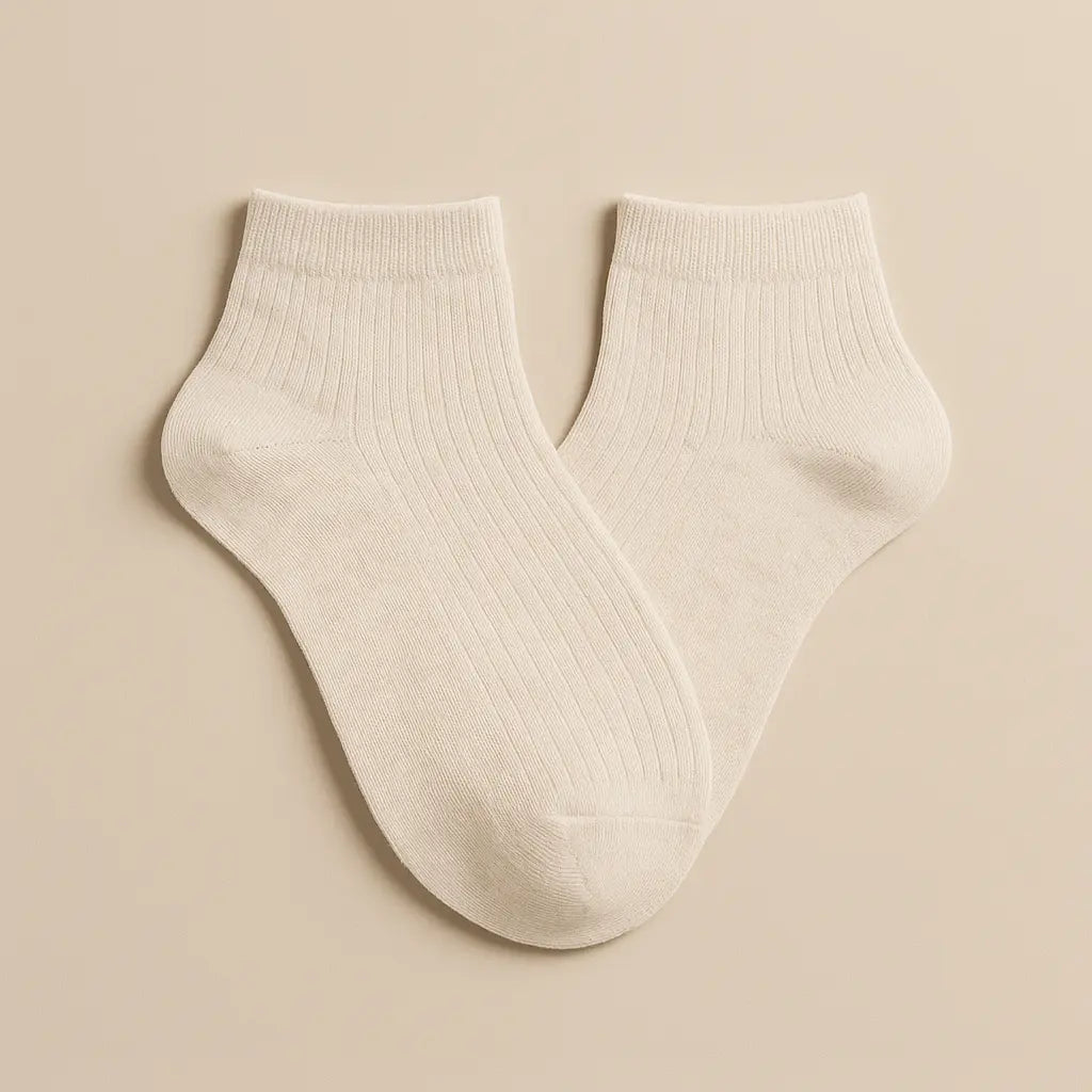 Chaussettes femmes socquettes nude en coton paire