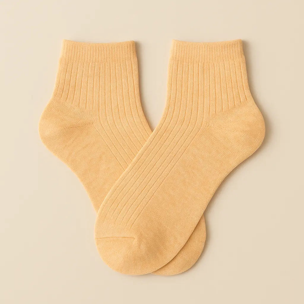 Chaussettes femmes socquettes orange en coton paire