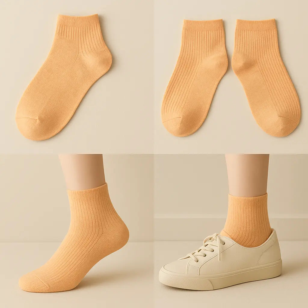 Chaussettes femmes socquettes orange en coton galerie produit
