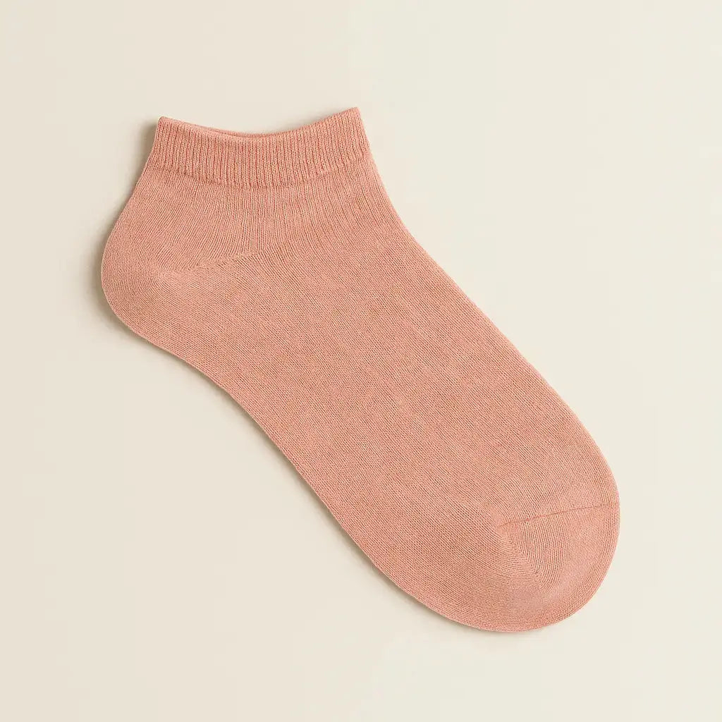 Chaussettes femmes socquettes rouge corail en coton vue à plat