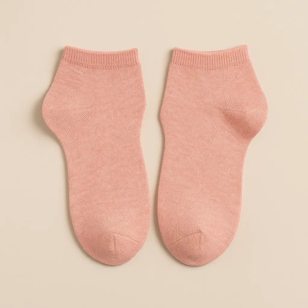 Chaussettes femmes socquettes rouge corail en coton paire