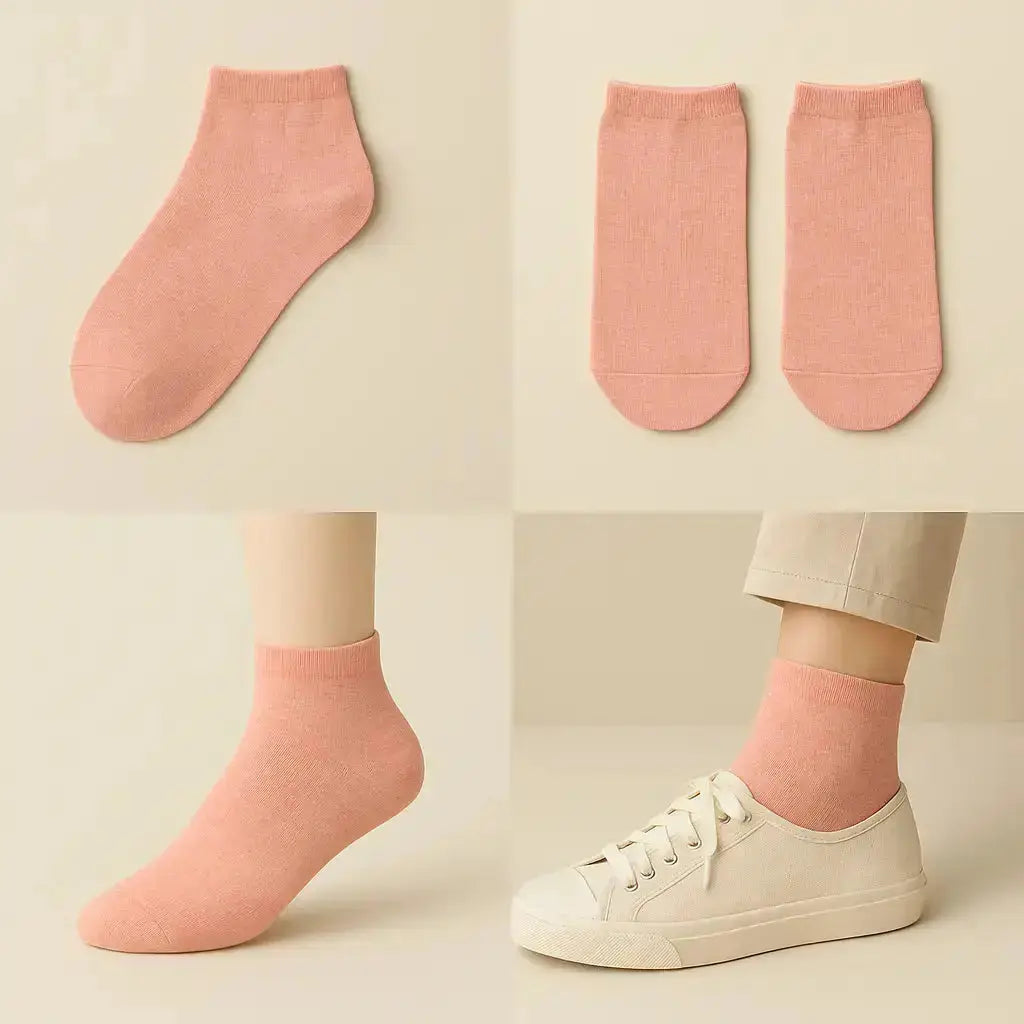 Chaussettes femmes socquettes rouge corail en coton galerie produit