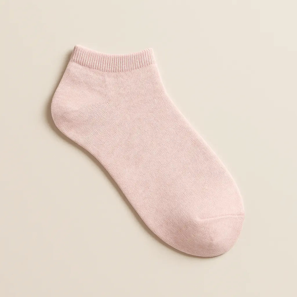 Chaussettes femme socquettes en coton rose vue à plat