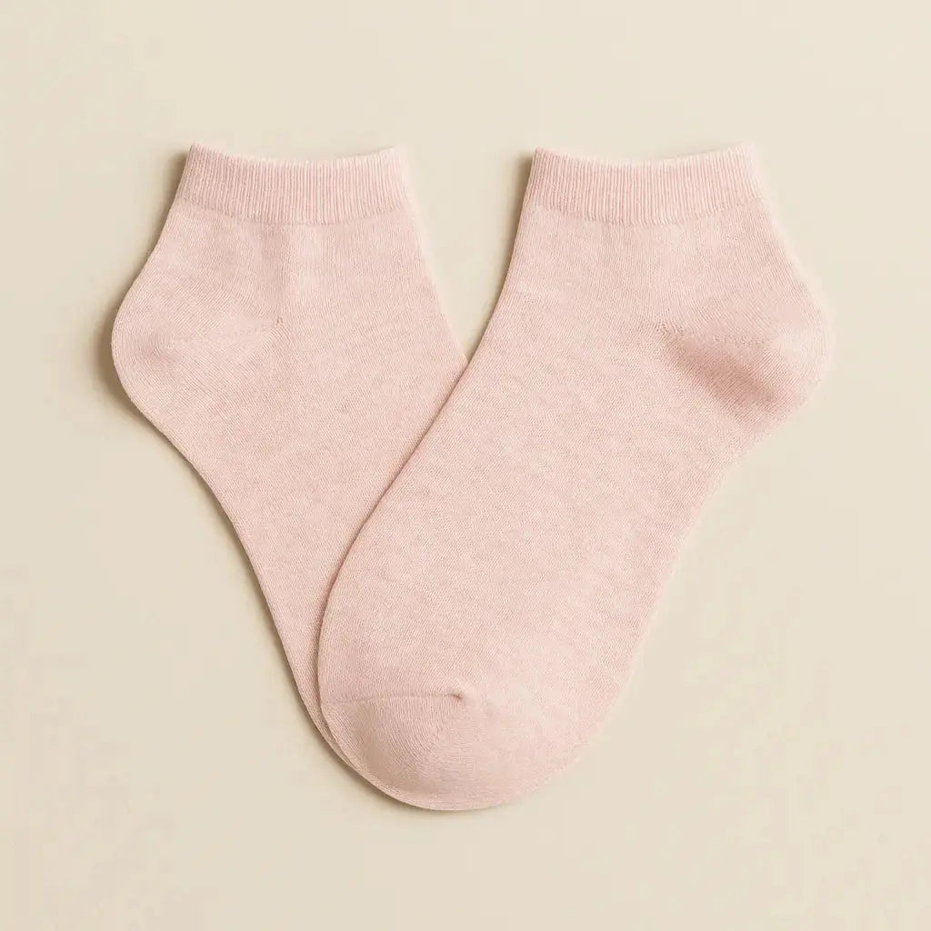 Chaussettes femme socquettes en coton rose paire