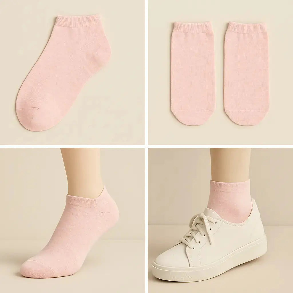 Chaussettes femme socquettes en coton rose galerie produit