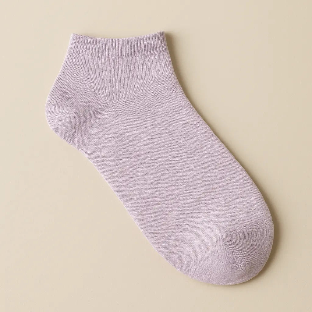 Chaussettes femmes socquettes violettes en coton vue à plat