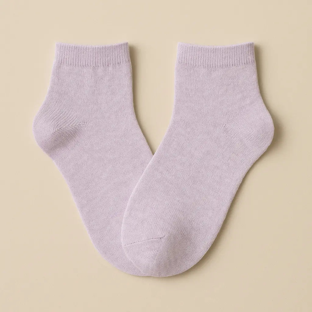 Chaussettes femmes socquettes violettes en coton paire