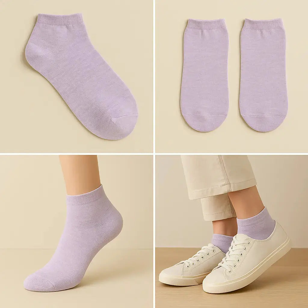 Chaussettes femmes socquettes violettes en coton galerie produit