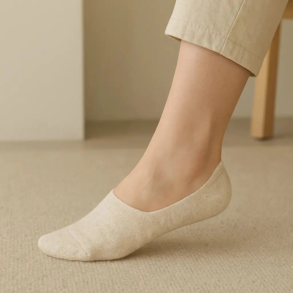 Chaussettes femmes socquettes coton avoine en situation