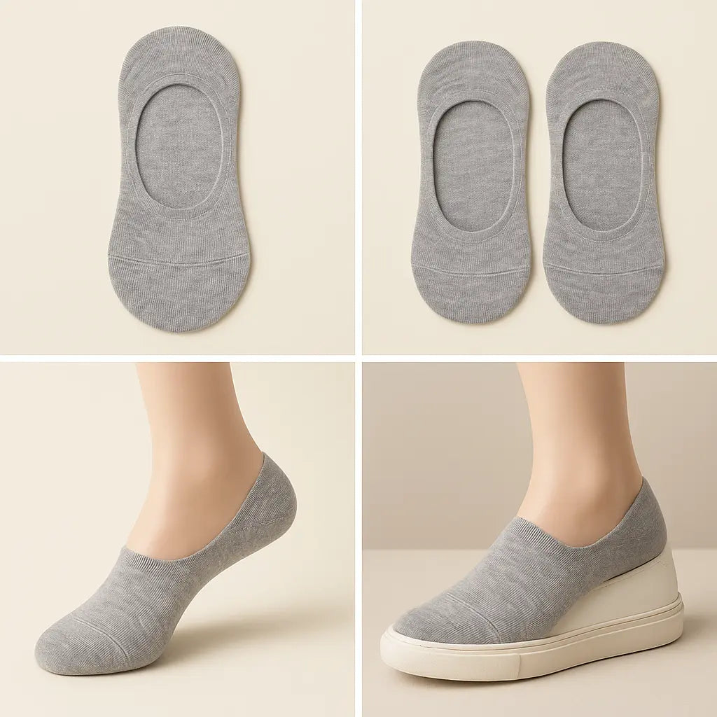 Chaussettes femmes socquettes gris clair en coton galerie produit