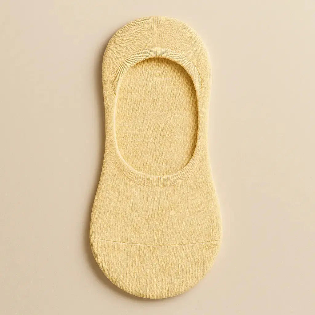 Chaussettes femmes socquettes jaune clair en coton vue à plat