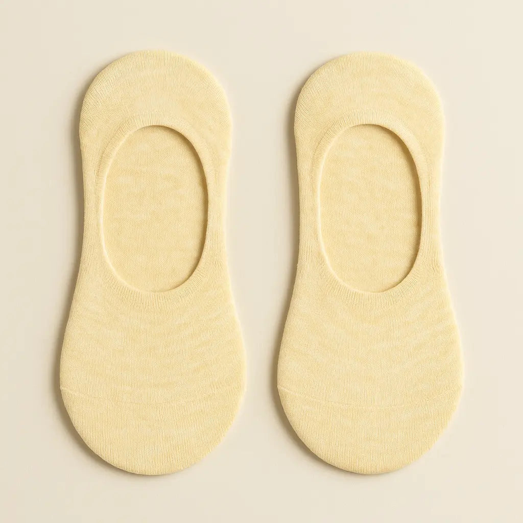 Chaussettes femmes socquettes jaune clair en coton paire