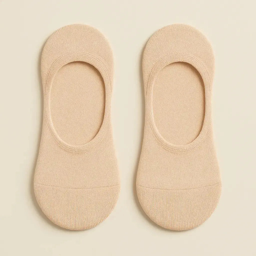 Chaussettes femmes socquettes nude en coton paire