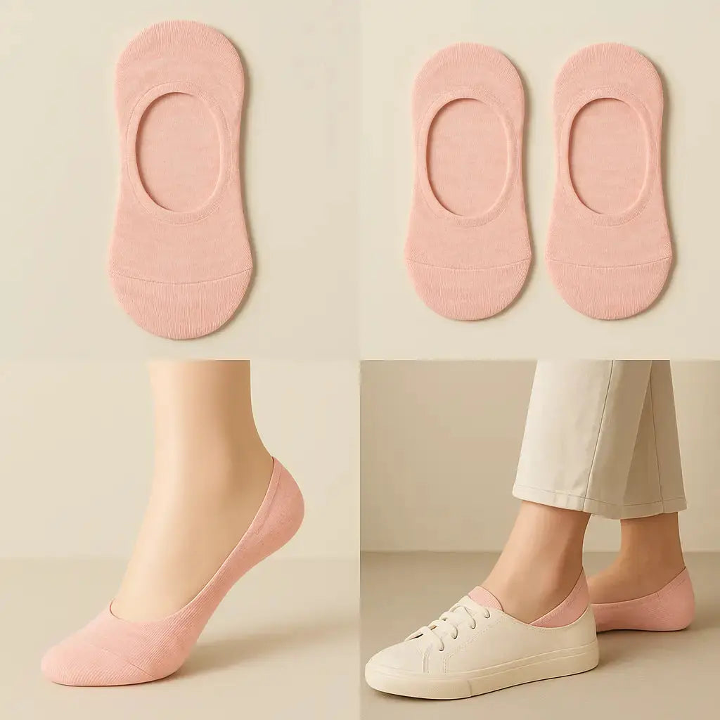 Chaussettes femmes socquettes coton rose clair galerie produit