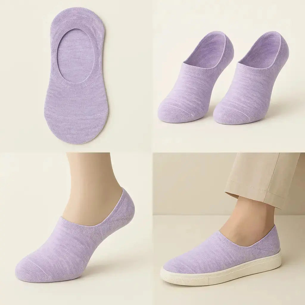 Chaussettes femmes socquettes coton violet clair galerie produit