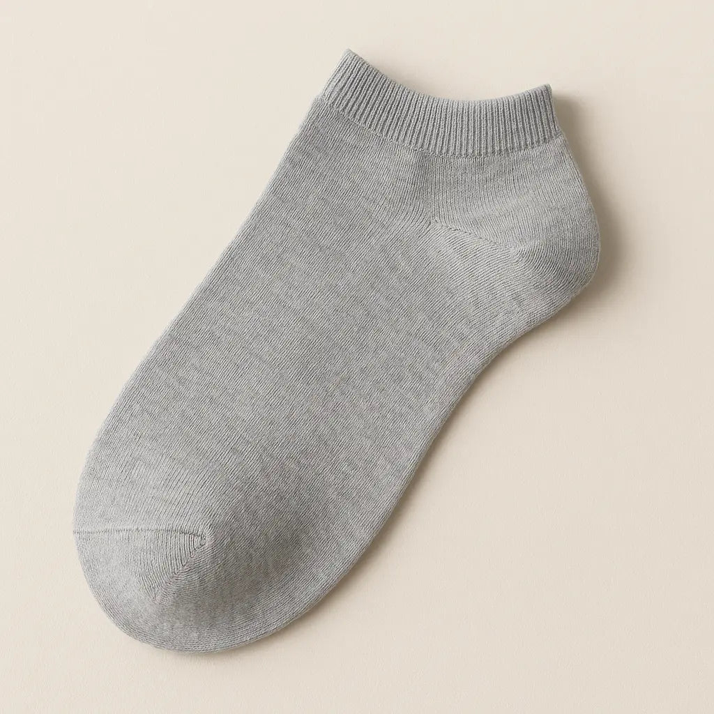 Chaussettes femmes socquettes gris clair en coton vue à plat