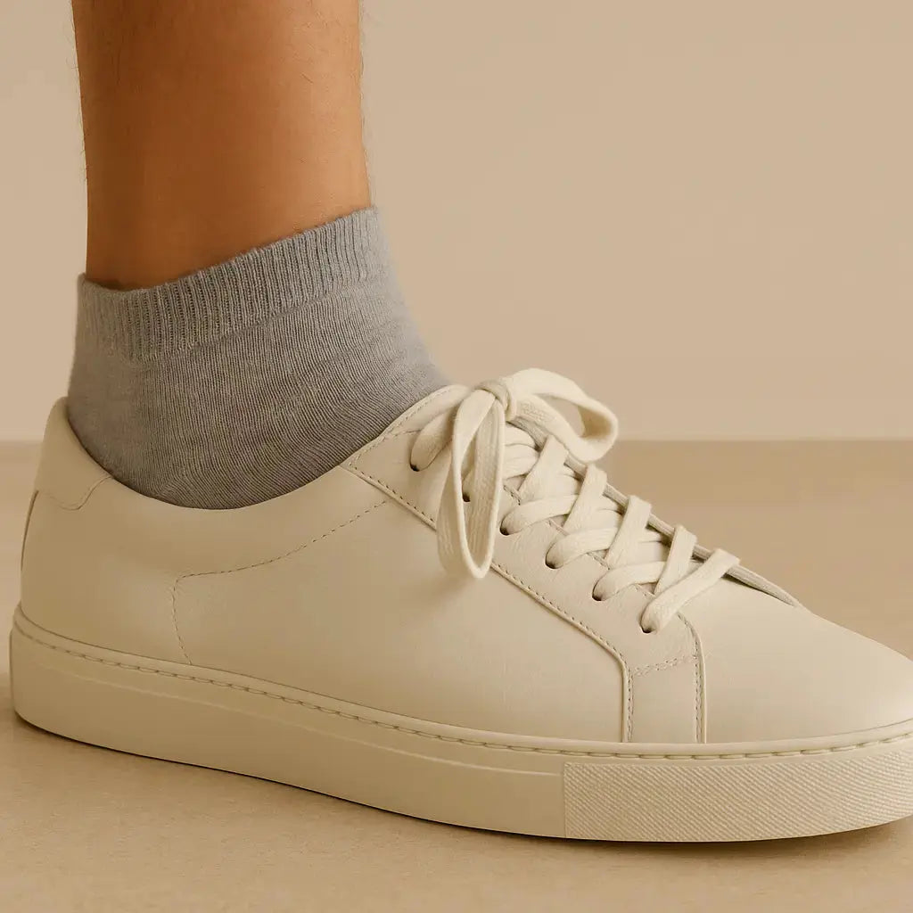 Chaussettes femmes socquettes gris clair en coton avec chaussures